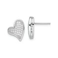 thumbnail image 1 of Sterling Silver Brilliant Embers Rhodium-Plated Cz Heart Post Earrings (11 X 14) Made In China qmp338, 1 of 5