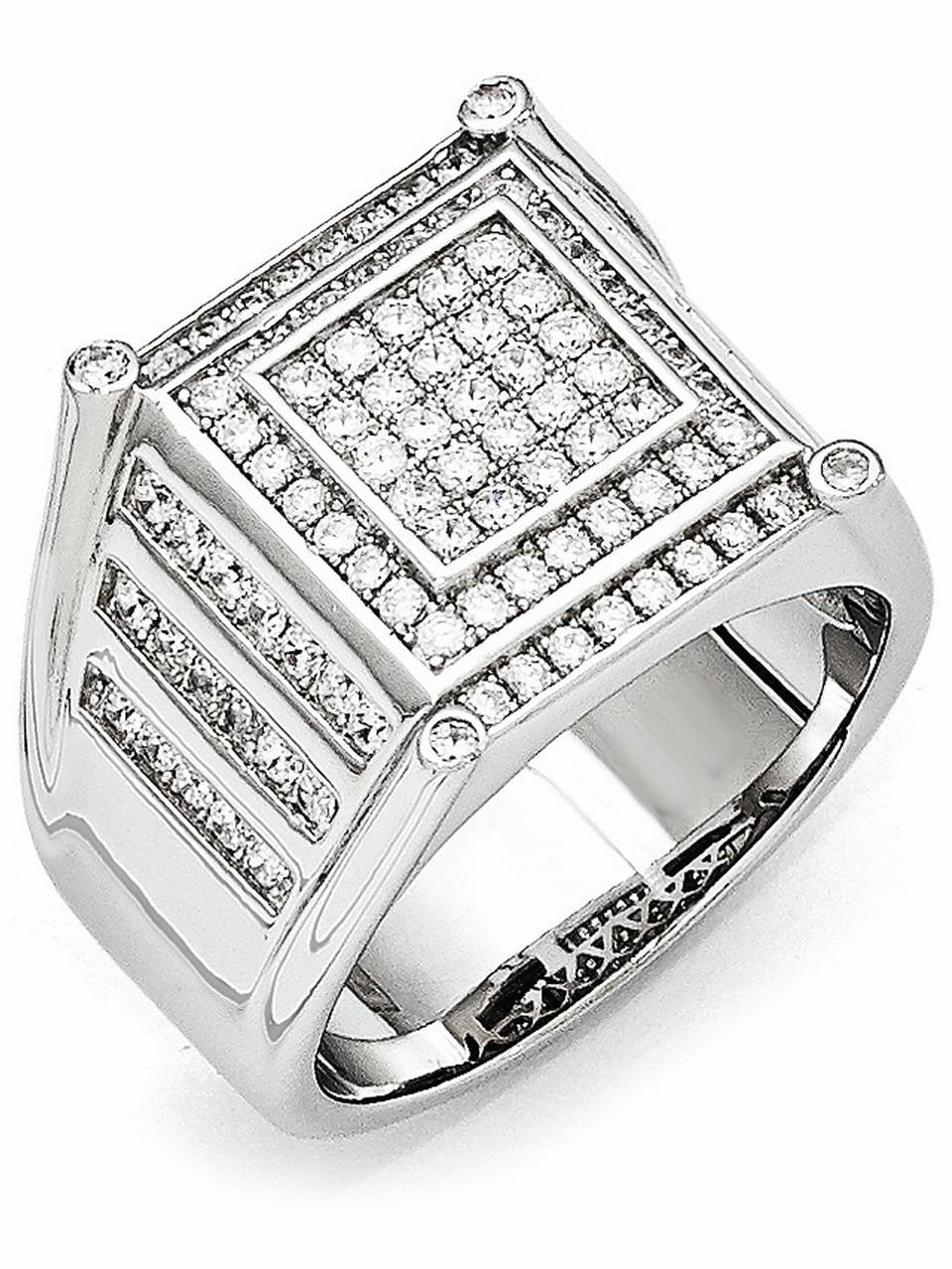 Sterling Silver & CZ Brilliant Embers Princess Square Ring Sterling Silver & CZ Brilliant Embers Princess Square Ring