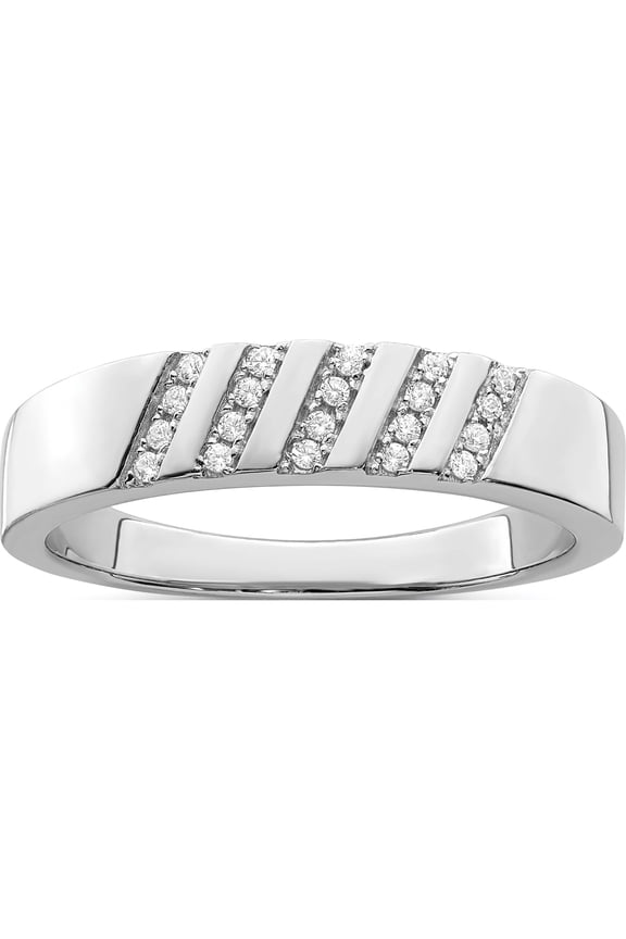 Sterling Silver Brilliant Embers Rhodium-Plated Cz Men's Ring (Size 9) Made In China qmp1360-9