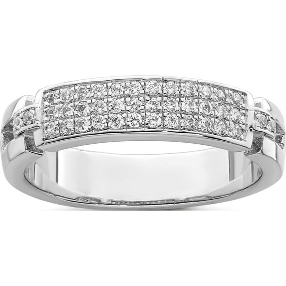 Sterling Silver Brilliant Embers Rhodium-Plated Cz Ring (Size 8) Made In China qmp253-8