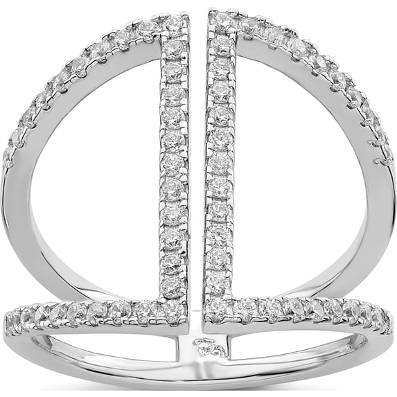Sterling Silver Brilliant Embers Rhodium-Plated Polished Cz Ring (Size 8) Made In Vietnam qmp1473-8