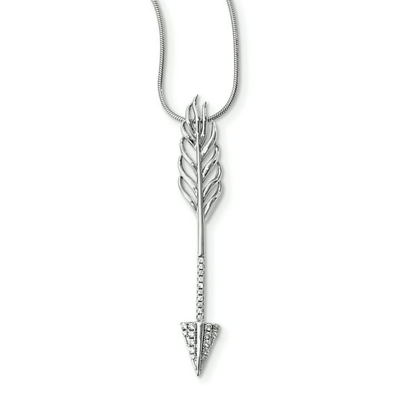 Sterling Silver Brilliant Embers Rhodium-plated CZ Arrow Necklace