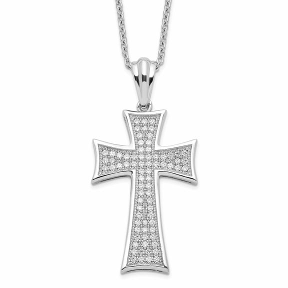 Sterling Silver Cubic Zirconia Cross Necklace