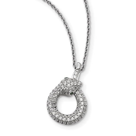 Sterling Silver Brilliant Embers Rhodium-plated CZ Snake Necklace