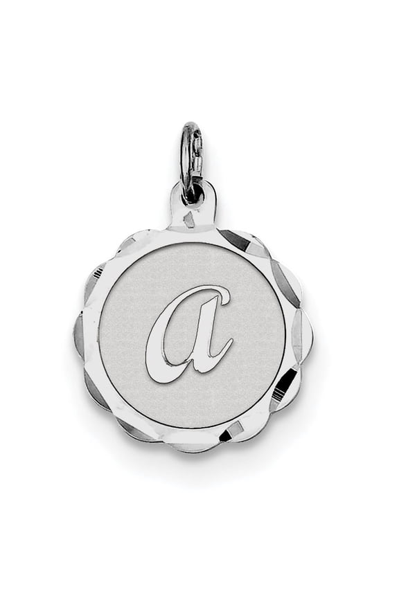 925 Sterling Silver Solid Polished back Brocaded Letter Name Personalized Monogram Initial A Charm 22x16mm Wide Pendant