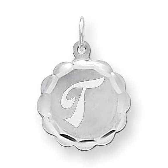 Sterling Silver Brocaded Initial T Charm