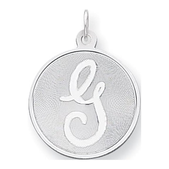 Sterling Silver Brocaded Letter G Initial Charm Pendant