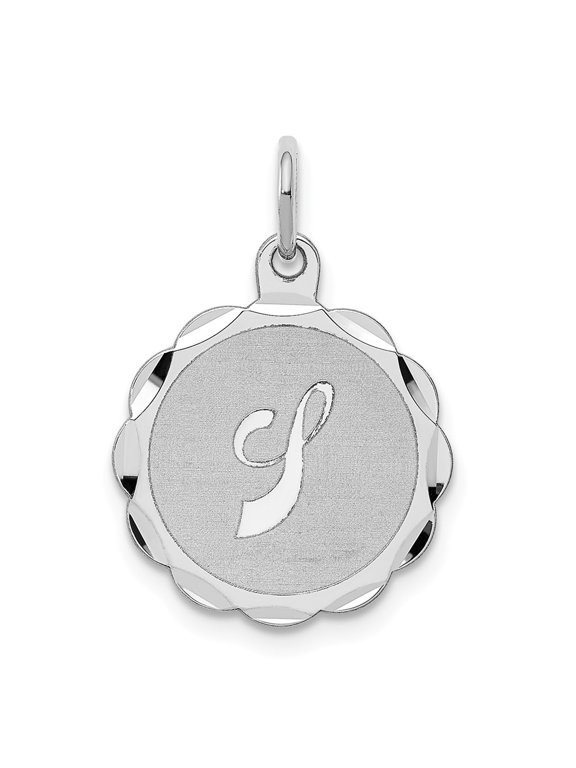 Sterling Silver Brocaded Letter J Initial Pendant Charm