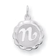 thumbnail image 1 of Sterling Silver Brocaded Letter N Initial Pendant Charm, 1 of 1