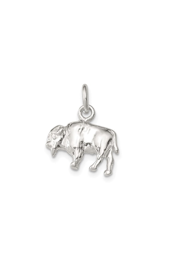 Sterling Silver Buffalo Pendant with 3D Bison Design, Western Wildlife Necklace for Men and Women, Tribal Nature Symbol, Rustic Animal Jewelry