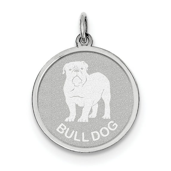 Sterling Silver Bull Dog Disc Charm - 1.5 Grams - Measures 26x19mm Wide