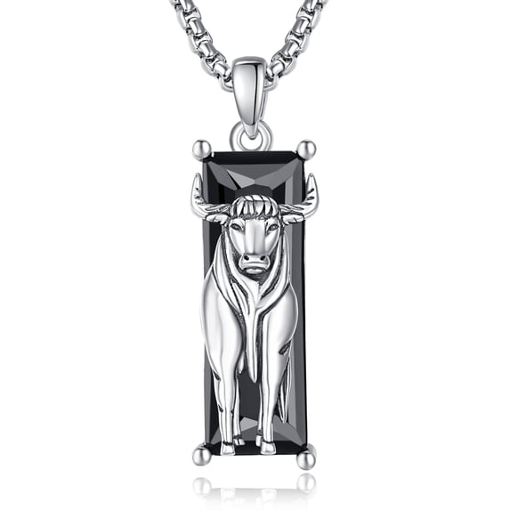 TANGPOET Sterling Silver Bull Necklace for Men Western Bull Head Pendant Animal Jewelry Gift