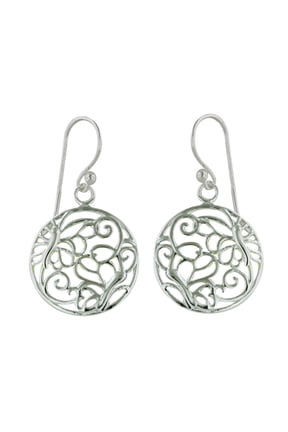Sterling Silver Butterflies Cutout Round Shape Earring
