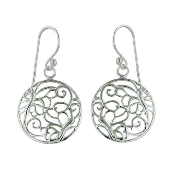 Sterling Silver Butterflies Cutout Round Shape Earring