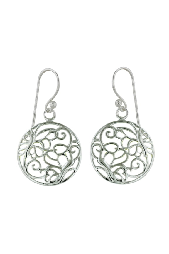 Sterling Silver Butterflies Cutout Round Shape Earring