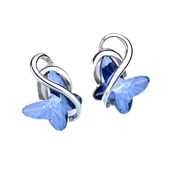 Sterling Silver Butterfly Earrings with Crystals