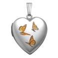thumbnail image 1 of Sterling Silver Butterfly Enameled Locket - 3/4 Inch X 3/4 Inch in Sterling Silver, 1 of 1