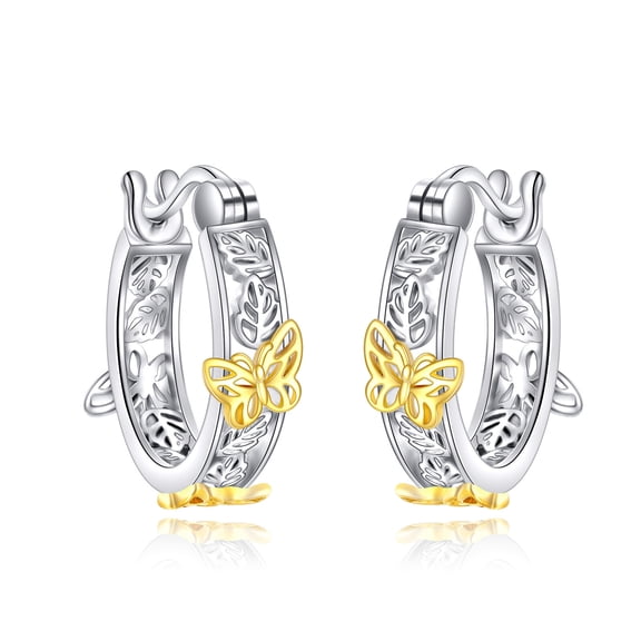 Sterling Silver Butterfly Hoops Earrings Small Huggie Earrings Jewelry Gift for Women