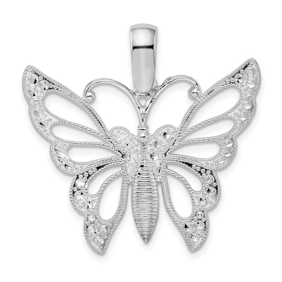 Sterling Silver Butterfly Pendant Necklace for Women with Filigree Design, High Polish Finish, Symbolic Nature Jewelry for Everyday Elegance and Transformation
