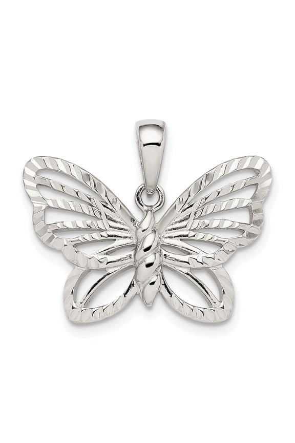 Sterling Silver Butterfly Pendant for Women with Textured Openwork Design, Symbolic Nature Charm for Spiritual, Boho, Minimalist or Daily Style
