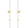 thumbnail image 1 of Sterling Silver Butterfly Threader Earrings Dangle Chain for Women Teens Pearl Long Dangle Earrings Tassel, 1 of 10