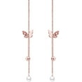 thumbnail image 1 of Sterling Silver Butterfly Threader Earrings Dangle Chain for Women Teens Pearl Long Dangle Earrings Tassel, 1 of 10
