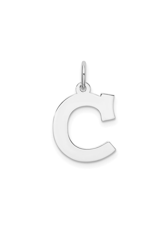 Sterling Silver C Initial Pendant for Women, Polished Block Letter Charm with Simple Bail for Custom Name Necklace or Monogram Jewelry