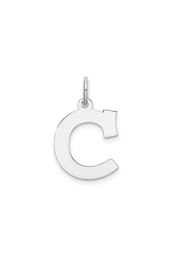 Sterling Silver C Initial Pendant for Women, Polished Block Letter Charm with Simple Bail for Custom Name Necklace or Monogram Jewelry