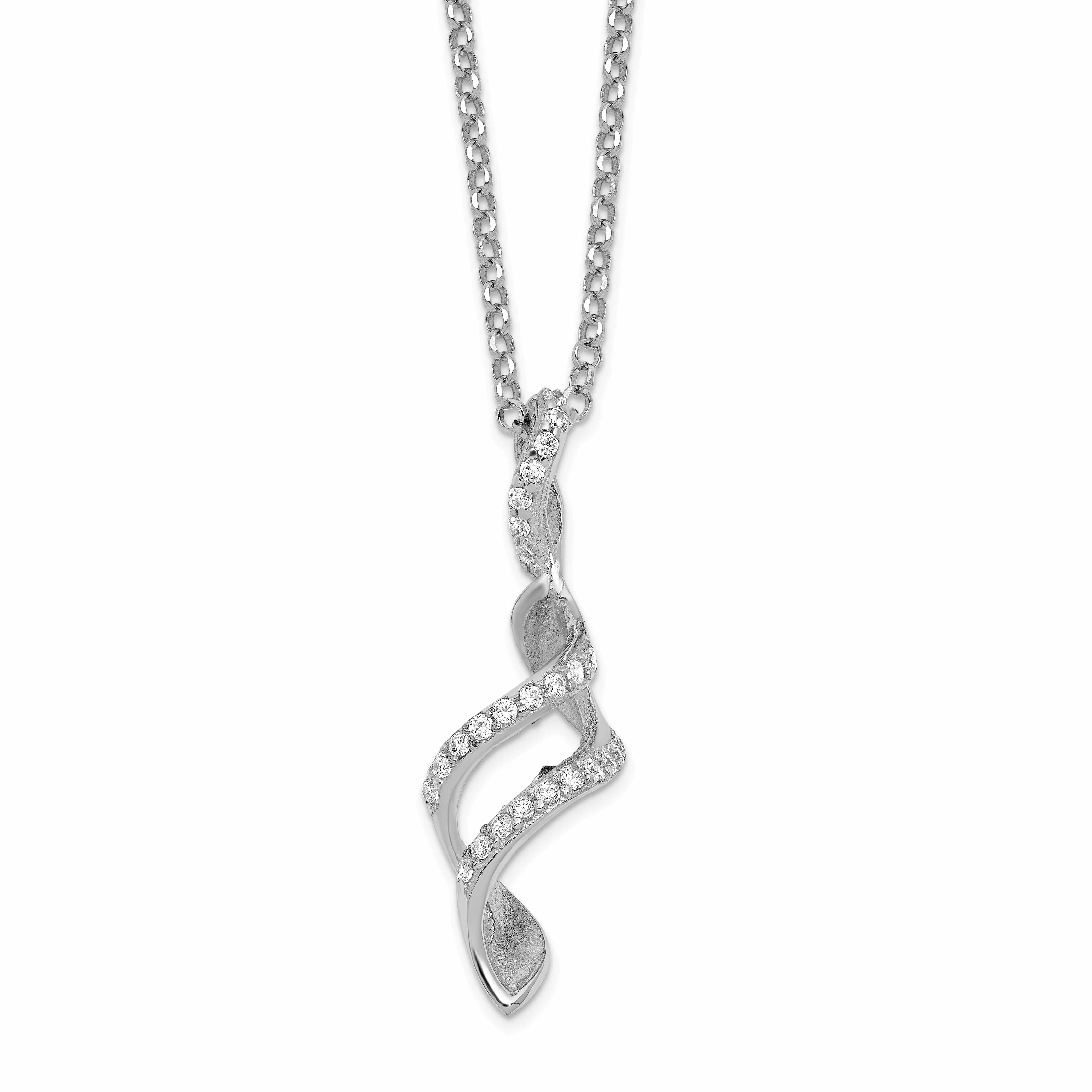 Sterling Silver C.Z Twisted Pendant Necklace - Walmart.com