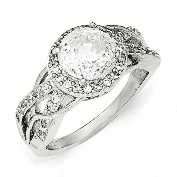 Sterling Silver CZ 100-Facet Fancy Ring
