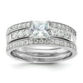 thumbnail image 1 of Sterling Silver Rhodium-plated CZ 3 Piece Wedding Set Ring QR2711, 1 of 6
