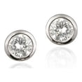 thumbnail image 1 of Sterling Silver CZ 8mm Bezel-Set Round Solitaire Stud Earrings, 1 of 3