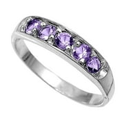 BODY COLORZ Sterling Silver CZ Amethyst baby or pinky ring Size 1