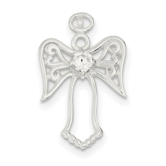925 Sterling Silver Polished Cubic Zirconia Religious Guardian Angel Pendant Necklace 28.63x20mm Wide Pendant for Women