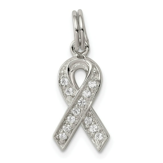 Sterling Silver CZ Awareness Ribbon Pendant