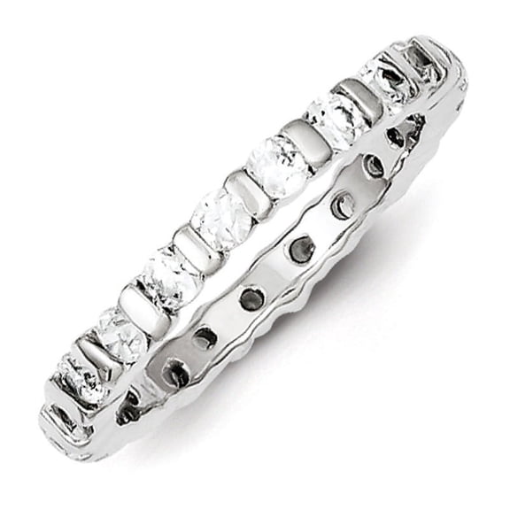 925 Sterling Silver Polished CZ Cubic Zirconia Simulated Diamond Band Size 6 - Jewelry Gift for Mom