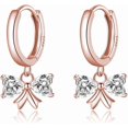 thumbnail image 1 of Sterling Silver CZ Bow Hoop Earrings for Women Teens Love Bow Hoop Earrings Huggie Valentines Day Earrings, 1 of 10