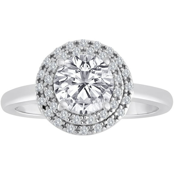 Sterling Silver CZ Brilliant Double Halo Engagement Ring