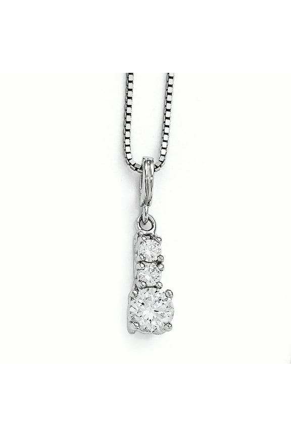 Sterling Silver & CZ Brilliant Embers 3 Stone Necklace