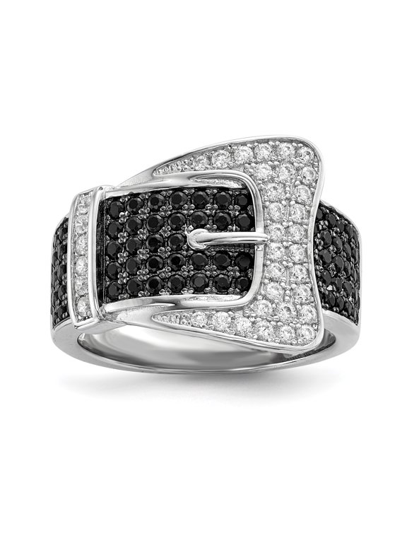 925 Sterling Silver and Cubic Zirconia Brilliant Embers Buckle Ring Size 6 Ring for Women