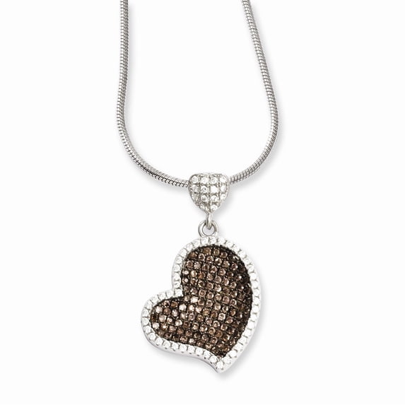 Sterling Silver & CZ Brilliant Embers Heart Necklace