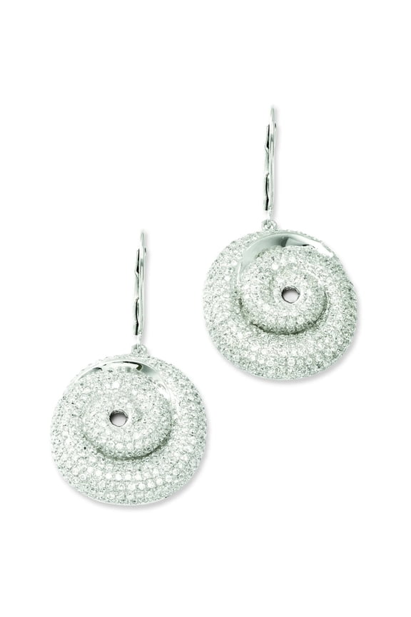 Sterling Silver CZ Brilliant Embers Leverback Earrings QMP571