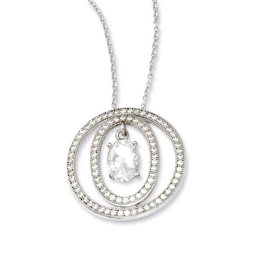 Brilliant Embers Sterling Silver Black & Clear CZ  w/ 2in ext Necklace