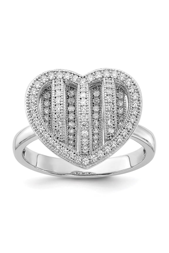 Sterling Silver & CZ Brilliant Embers Polished Heart Ring