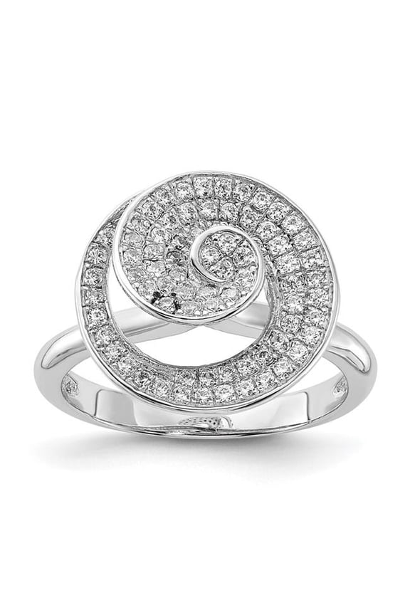 Brilliant Embers Sterling Silver & CZ  Swirl Circle Ring