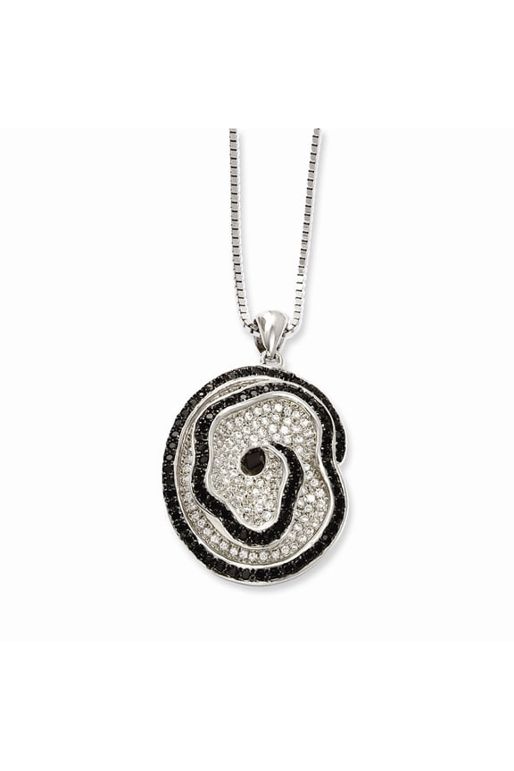 Sterling Silver & CZ Brilliant Embers Rose Necklace