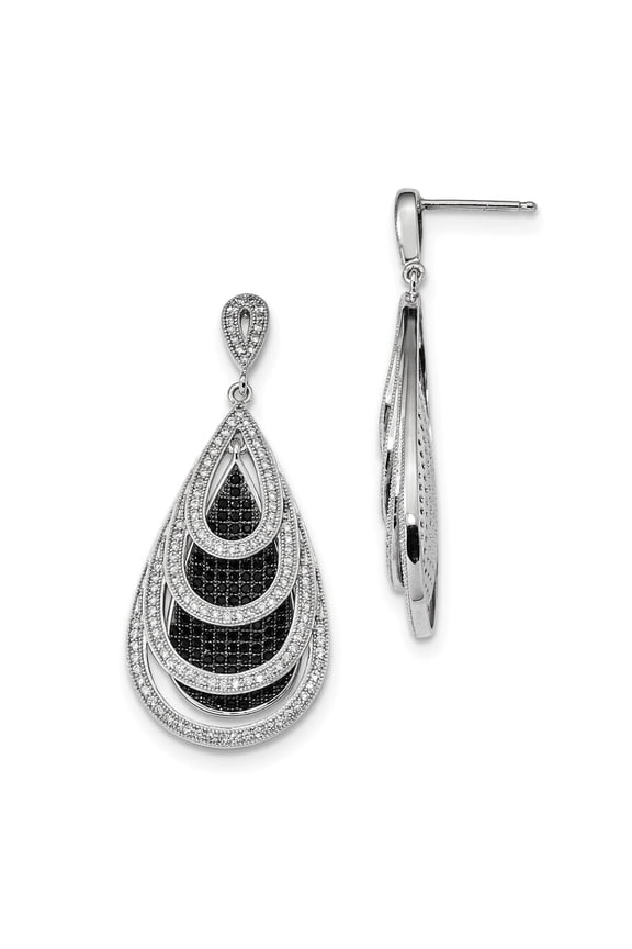 True Fire SS RH CZ  Teardrop Dangle Post Earrings