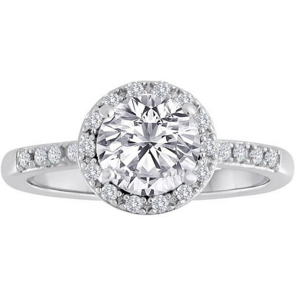 Sterling Silver CZ Brilliant Halo Engagement Ring