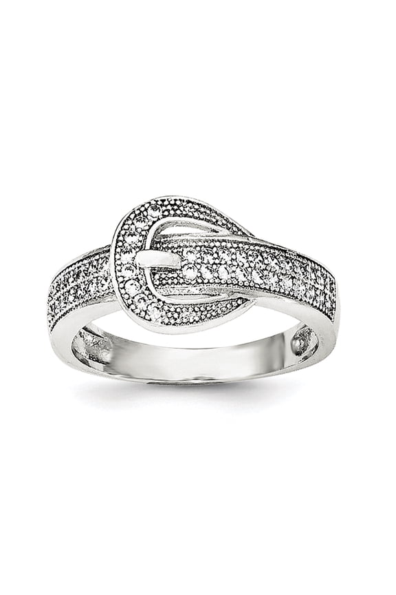 Sterling Silver CZ Buckle Ring Size 8