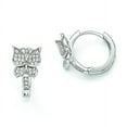thumbnail image 1 of Sterling Silver & CZ Butterfly Hoop Earrings, 1 of 2